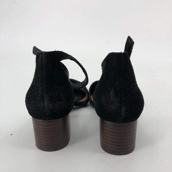 Crown Vintage Black Leather Heels | Pointed Toe & Block Heel - Picture 2 of 4